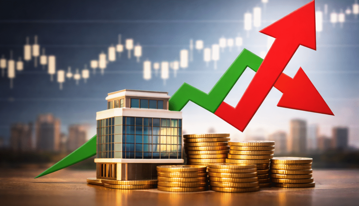financial growth and decline symbols